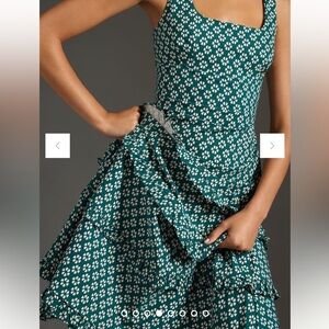 Anthropologie Teal and White Maxi Dress The Blythe